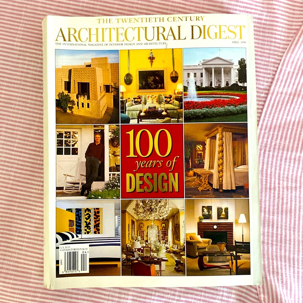 Vintage April 1999 edition Architectural Digest Magazine – 100 Years of Design